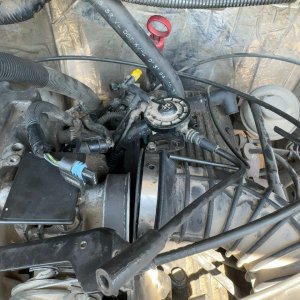 Power steering pump and pulley assembly during service