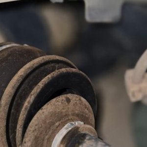 CV axle shaft removed during a front drivetrain repair