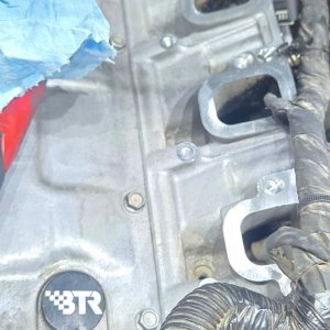 Engine with the intake manifold removed during a top-end repair