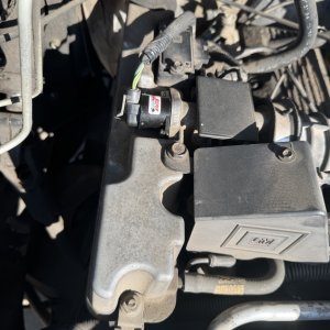 Engine bay sensor and module detail during diagnostic work