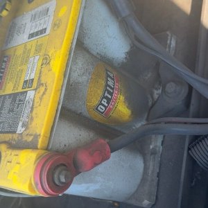 New battery installed in a vehicle during electrical service